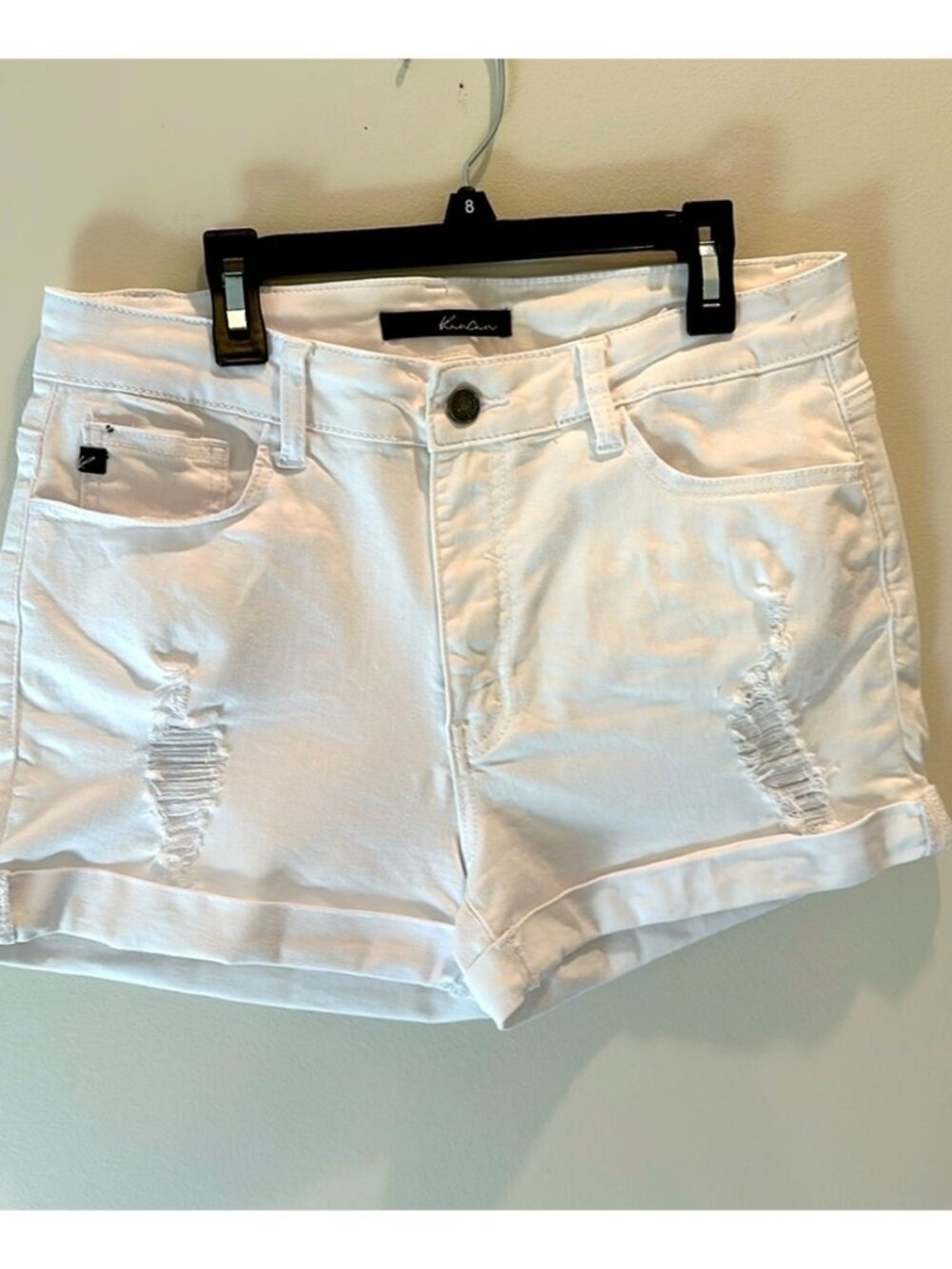 White High Rise Distressed Cuffed Jean shorts